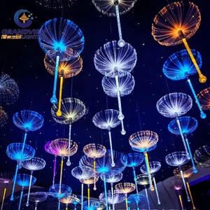 RGB LED Fiber Optic Jellyfish Light IP65 Waterproof for Hotel Bar Event Decoration Event Venue Decoration 20cm 30cm
