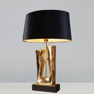 Modern Fabric LED ElectricTable Lamp for Reading Room Gold Finish DIY 3-Year Warranty