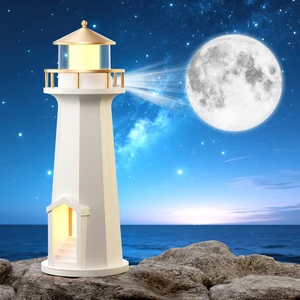 APP Controlled Moon Lighthouse With Built-in Wireless Charger and Music Player, Bedroom Color Atmosphere Light N75