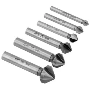 High Speed Steel 1Flute Countersink Chamfer Drill Bit Set 110 Point Angle Shank 5-10mm Diameter Bright Surface 1 Year Warranty