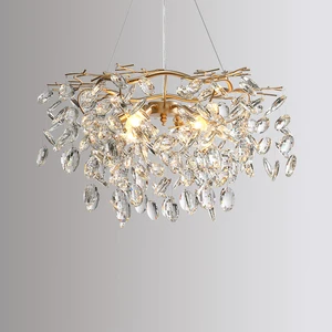 Nordic Light Luxury Crystal Chandelier French Living Room Dining Room Personality Creative Branch Light Bedroom Study Villa Lamp