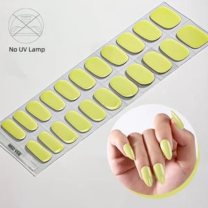 22strips UV Free Gel Nail Stickers Solid Color 3D Non-Lighting Nails Gel Big Stock For Wholesale