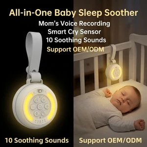 2026 New 10 Soothing Sounds White Noise Machine With LED Night Light ,Recording Function And Cry Sensor