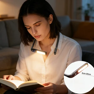 Neck Reading Light Rechargeable LED Portable Dimmable Flexible USB Book Lamp for Camping Night Reading Bedside Crochet Hook Knit