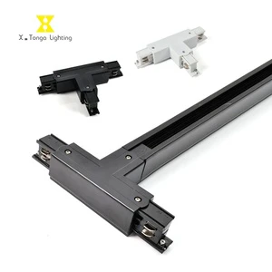 High Quality 2/3/4 Wire Aluminum LED Track Light System Black White T Connector for Track Light