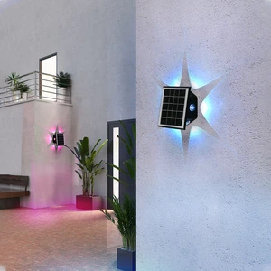 NEW Wall Lamp Solar Powered Outdoor Waterproof PHOTOELECTRIC INDUCTION Garden Lamp Fence Landscape RGB Solar Wall Lights