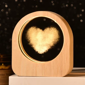 Wooden LED Night Light Lamp With Crystal Ambient Light for Festival Gift Christmas Gift