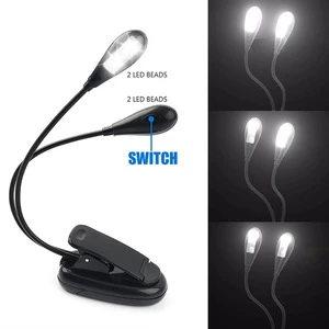LED Rechargeable Clip-On Music Stand Lamp With Dual Flexible Arms And 2 LED Beads For Piano Guitar Erhu Lighting