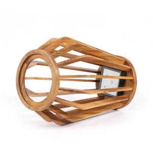 Solar Garden Lighting Outdoor Backyard Floor Hanging Lanterns LED Solar Powered Pathway Lights Wooden Frame Nature Style