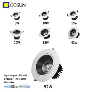 8W-50W Ultra Anti Glare Smart Dimmable RGBCW Downlight Recessed Ceiling Spotlight COB LED Downlight For Hotel, Home, Restaurant