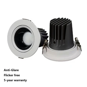 High Quality Modern Hotel Cob LED Recessed Spotlight Anti-Glare 5W to 40W Ceiling Downlight Aluminum Body IP44 Rated