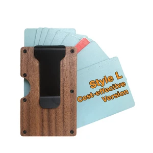 Wholesale Wooden Minimalist Wallet For Men Money Clip Aluminum Metal Wallet Travel Accessories Credit Cardholder With Money Clip