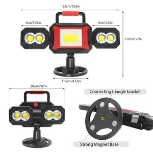 Rechargeable Work Light 20W 2000LM COB LED Magnetic Work Light with Battery Portable Waterproof Cordless Job Site Lighting