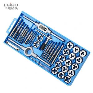 FEIDA Metric Hand Multifunction Tool Kit 40pcs HSS Chamfered Carbide Drill Bits Tap Die Set DIN338 High Temp AlTiN Coated