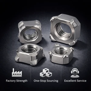Stainless Steel Zinc Plated Heavy Duty DIN 928 Square Weld Nut Class 4-12 Metric Threaded Fastener with Self-Locking Mechanism
