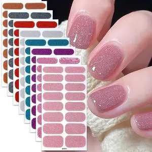 OEM ODM Nail Supplier TikTok Top Selling Colorful 3D Glitter Gradient Crystal Heart Adhesive Nail Art Stickers Easy Apply Non
