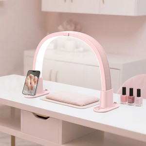 2026 New Arrivals Half-moon Desktop Nail Art Lamp Mini Eyelash Nail Salon Beauty Lighting Lamp with Phone Holder Factory Price