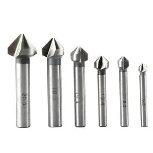 Metalwork Milling Cutter Tool Three-edged Chamfer Drill Bit Round Handle 90 Degree Wooden Drill Bit for a Workpiece