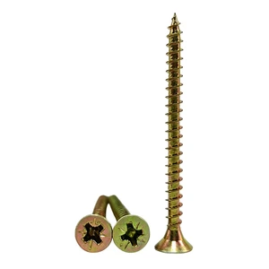 25mm Countersunk Head Yellow Zinc Plated Partial Thread Cross Drive PZ Chipboard Screw