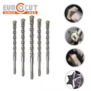 EUROCUT High Quality SDS Plus Rotary Hammer Drill Bit Tungsten Carbide Tip Concrete Masonry Drill Bit for Heavy Duty Drilling