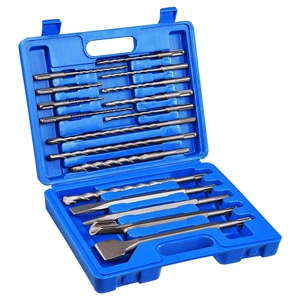 17 Pieces Hammer Drill Bits and Chisels Set Sds Plus Shank Concrete Masonry Drill Bits Tool Sets