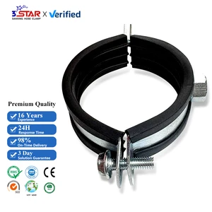 16mm Two Screws Pipe Clamp With Rubber And Screw Price Of Heavy Duty Pipe Hanger