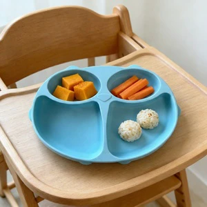Odorless Food Grade Silicone Toddler Plate Stable Suction Cup Baby Feeding Ware Lovely Owl Pattern Children Portion Control Tray
