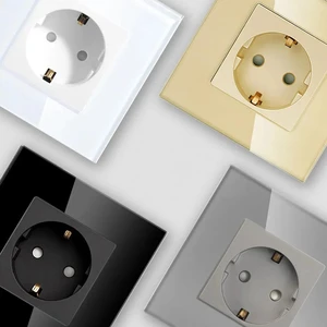 Glass Panel EU Wall Socket Double USB Phone Charge Type-C Socket Single Electrical Power Outlet 16A 110V-250V Safe Plug Socket