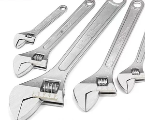 High Quality Carbon Steel Chrome Plated Heavy Duty Industrial Grade Adjustable Wrench Metric Single End 1 1/2 Jaw Capacity