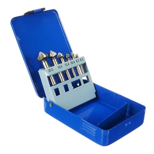 3-Flute HSS Drill Set Countersink 6.3 8.3 10.4 12.4 16.5 20.5mm High Speed Steel Plastic Box