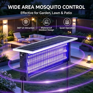 5-Tube Solar Powered Mosquito Zapper Light Control Outdoor Bug Killer for Lawn Patio and Livestock Areas