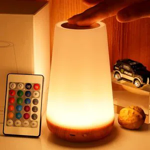 LED Night Light Bedside Lamp Rechargeable RGB Touch & Remote Control Dimmable Lamp for Bedroom Kids Nursery Camping