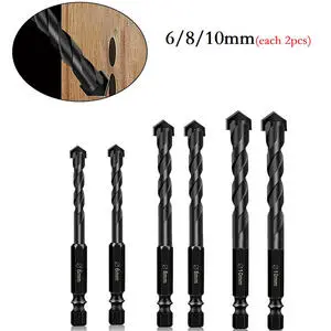 6pcs Multifunctional Drill Bits Cemented Carbide Ceramic Tile Drill Bits for Concrete Tiles Mirrors Glass Ceramic Drilling Bits