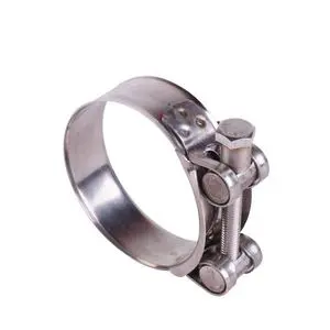 T-Bolt Adjustable 17-28mm (inch) Heavy Duty Polished Stainless Steel Pipe Clamp with Anti-slip Reinforced Band for Car