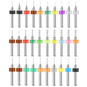 JIETIAN Chiko 30pcs Color-Coded Tungsten Carbide Countersink Drill Bit Set 0.1-3.0mm Black Oxide Finish Precision PCB Drilling
