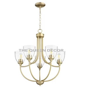 Large Designed Modern Clear Glass Shades Chandeliers Lights Fixtures and Hanging Pendant Lamps for Dining Room Living Room