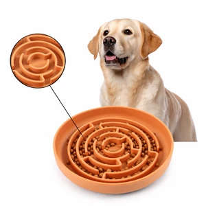 Hot Selling Custom Durable Easy To Clean Silicone Suction Cup Pet Dog Slow Food Bowl For Pet Healthy Anti-Choking