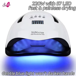 Custom 57 LED Fast Painless Drying SUN X7 MAX 220W Cordless Professional Portable Plastic Home Electric UV Nail Lamp Gel Curing