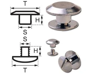 M2.5 Brass Rivets Slotted Stud Screw Nail Male & Female Chicago Screw