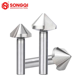SONGQI 3 Flute HSS Chamfer Drill Bit for Wood & Metal Smooth Countersinking & Deburring Tool