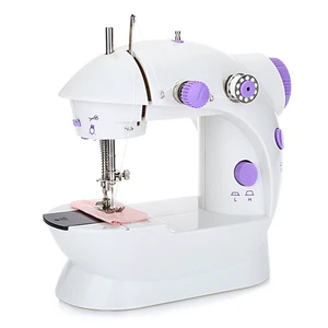 202 Portable Mini Sewing Machine with Light Foot Pedal Electric Battery Straight Line Hand Table Two Thread