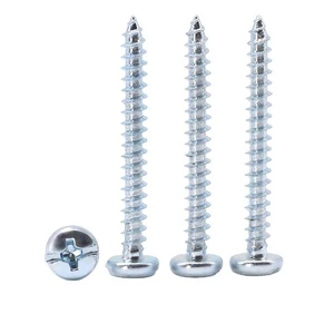 Galvanized Carbon Steel Phillips Pan Head Self Tapping Screw Grade 8.8 High Strength Cross Recess Sharp Point Fastener
