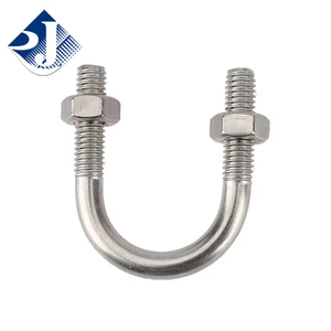 304 316 Stainless Steel U-Shaped Bolt Pipe Clamp M6 M8 M10 M12 M16 Plain Finish with 2 Nuts JR DINJR High-Strength
