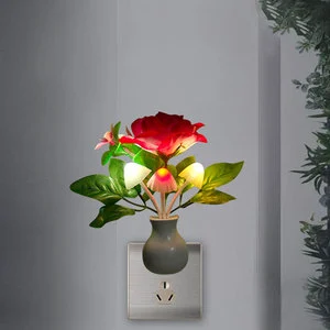 Vase LED Dreamy Night Light Plug-in ABS Design Bedside Lamp With Light Control for Bedroom