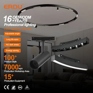 Luxury Modern Circular Magnetic Rail Light Aluminum COB LED Track Spotlight 90CRI Black Finish For Mall Villa Hotel