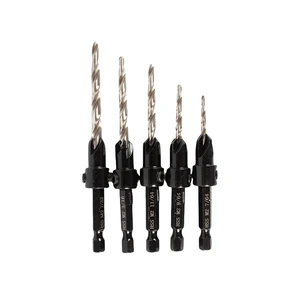 Precise 5PC High Speed Steel Countersinking Drill Bits Multi-purpose Woodworking Tool for Plastic Plank Punchdown Wood Drilling