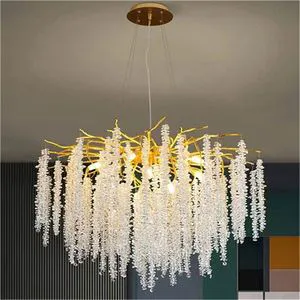 Branch Chandelier French Luxury Tassel Living Room Crystal Lamp Modern Simple Bedroom Restaurant Villa Lamp Light Luxury Style
