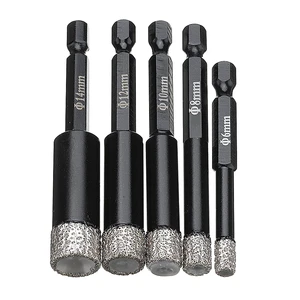 6/8/10/12/14mm Vacuum Brazed Diamond Dry Drill Bits Hole Saw For Granite Marble Ceramic Tile Glass
