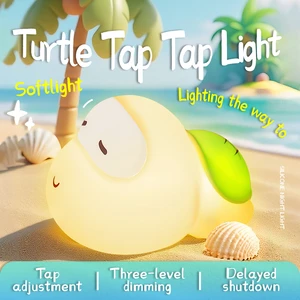 Turtle LED Night Light Silicone Rechargeable Cute Bedroom Lamp Cute Desk Decor Bedside Sleep Light