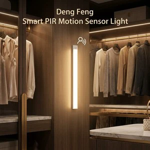 Modern 3-color Stepless Dimming 3000K-6000K PIR Motion Sensor LED Cabinet Light for Kitchen Bathroom Living Room with up & Shade